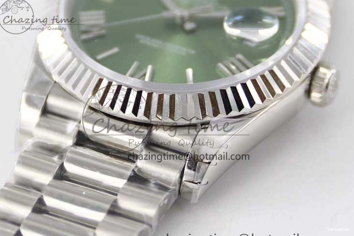 SS 904L Steel 40mm Roman Day Edition Best on 1:1 TWF Green A2836 SS Dial Date Bracelet 0123